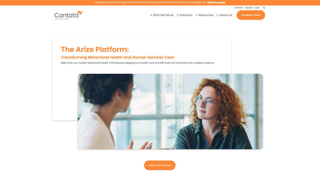 Cantata Arize behavioral health EHR platform