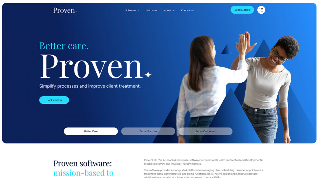 Proven Software EHR website homepage